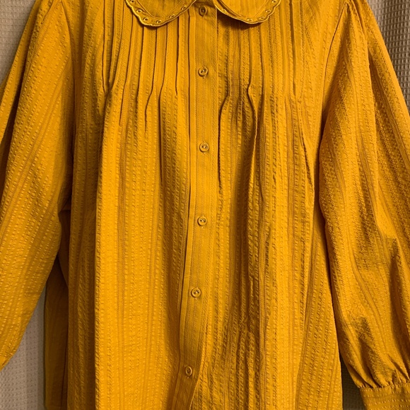 NWT LC Lauren Conrad Gold Blouse Puffy 3/4 Sleeves Women's XL - Picture 3 of 16